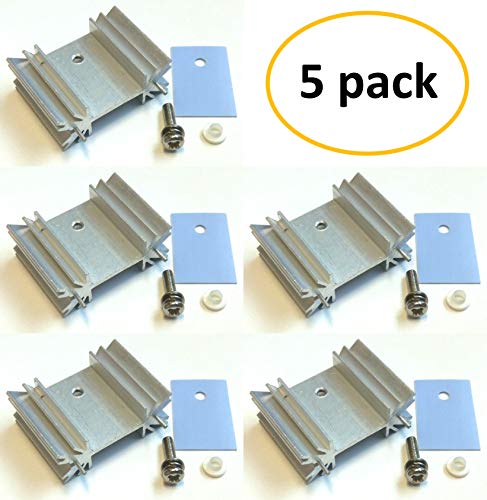 Easycargo TO-220 Heatsink + Insulator/Mounting Kits (Screw+Washer+Bushing+Insulator Rubberized Silicone+ Heatsink TO-220) LM78XX Voltage Regulator, MOSFET Transistor (Silver 5 Pack) - Thumbnail 2