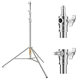 K&F CONCEPT Stainless Steel Light Stand 9.2ft/2.8m, Spring Cushioned | Heavy Duty Photography Tripod Stand with 1/4" to 3/8"