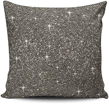 QEQHU Pillow Case White Silver Gray Bling Diamond Glitter Personalized Decorative Pillowcases Unique Grey Throw Pillow Covers Cases Square 16x16 Inches