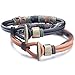 FIBO STEEL Mens Leather Wrist Bracelet Vintage Rope 2Pcs, 8.5 inches
