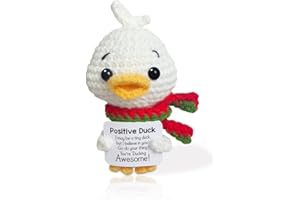 AICOOFEST Positive Crochet Animals Cute Positive Duck Mini Emotional Support Plush Funny Knitted Stuffed Animal Unique Holiday Birthday Xmas Gift for Mem Women Lovers Friends