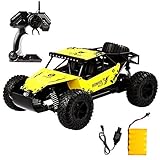 RC Cars High Speed Remote Control Truck 2.4Ghz 4CH Off Road RC Car Rock Off-Road Vehicle 1:16 Alloy Shell Monster Truck Rechargeable Buggy Vehicle (Yellow)