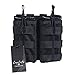 Loglife Tactical Magazine Pouch Holds Holster Double Pistol Mag Pouch Stacker M4/M16 Open Top 1000d with Bungee System (BK)