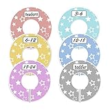 Blulu Colorful Baby Boy Girl Closet Dividers Clothing Rack Size Dividers Round, Stars Design, Set of 6