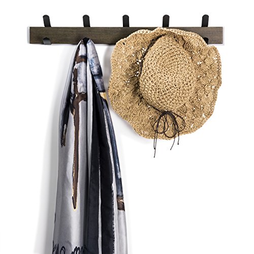 RooLee Coat Hooks Coat Rack Wall Mounted Wall Hooks Hanger Heavy Duty Clothes Hook Rail with 5 Metal Hooks