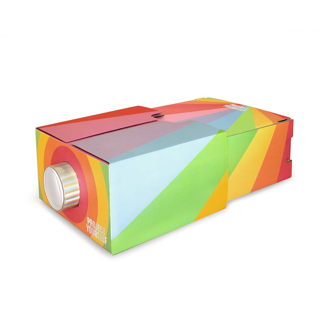 Luckies of London Mini Projector Cardboard Portable Projector Mobile Phone Accessories Smartphone Projector & Movie Projector For Home Tech Gifts For Kids 1m Throw Distance Rainbow