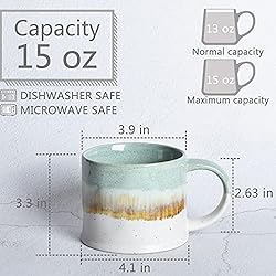 Bosmarlin Large Ceramic Coffee Mug Set of 2, 15
