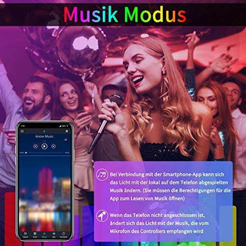 Morfone LED Strip 12M LED Streifen 5050 RGB, APP-Steuerung Bluetooth Musikalische Lichtband mit 44 Tasten Fernbedienung, 360 Leds 12V Netzteil LED Band für TV, Haus, Party, Bar Dekoration (2x6M)