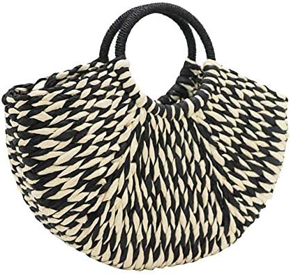 Women's Rattan Handbag Summer Beach Wattled Top Handle Bag Handwoven Tote Bag Shopper Basket