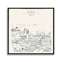 Framed Canvas Wall Art Travel Architecture Sketch Canvas Prints Home Artwork Decoration for Living Room,Bedroom - 16x16 inches