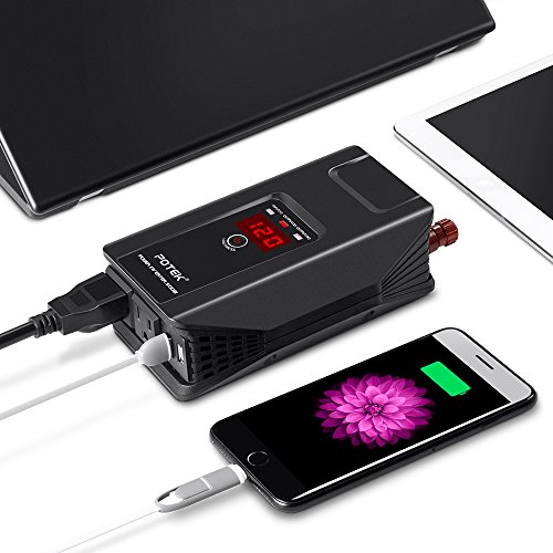 POTEK 750W Power Inverter 12V DC To 110V AC Car Adapter With Two USB