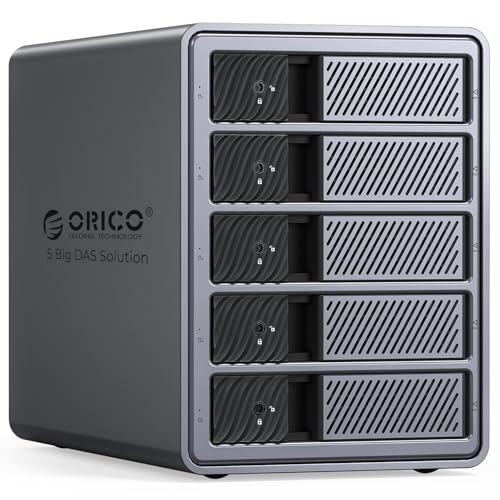 ORICO Raid Aluminium Case for 5 Hard Drives, USB 3.0 Docking Station for 3.5 Inch SATA HDD, Compatible with MacOS and Windows (9858RU3)