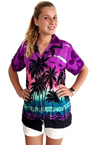 Funky hawaiian blouse, beach, purple, l