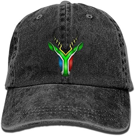 South African Springbok Denim Hat Adjustable Women's Curved Baseball Cap