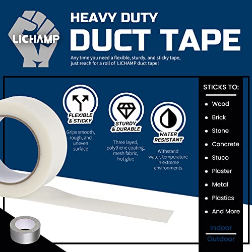 Lichamp Clear Duct Tape Heavy Duty, Waterproof Duct Tape Bulk 10 Multi