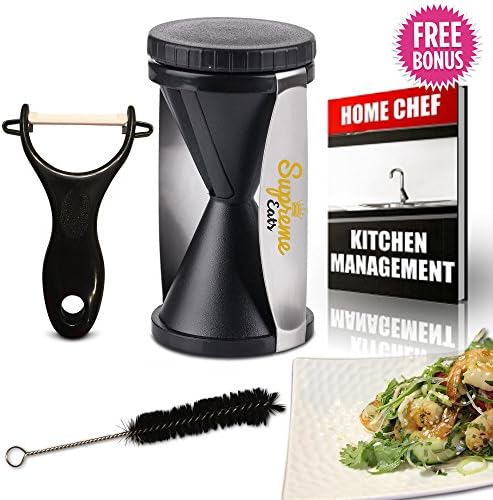 Spiral Slicer with Stainless Steel Blades - Spiralizer is Perfect for Slicing Attractive Vegetables / Zucchini / Cucumber / Potato / Pasta - Safe BPA Free - 100% Satisfaction Guaranteed!