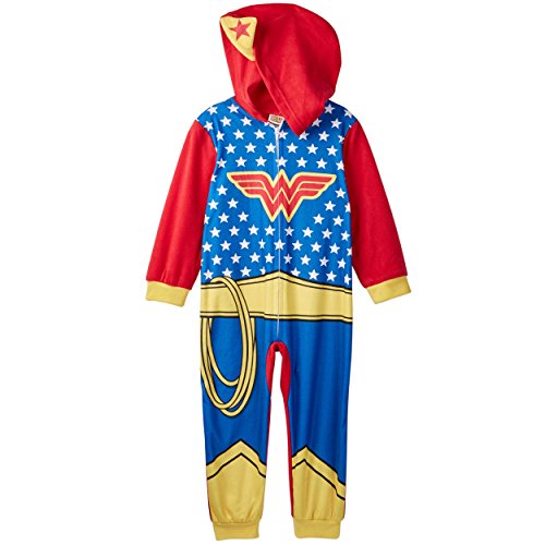 Wonder Woman Girls Hooded Fleece Union Suit Sleeper Pajamas (Toddler/Little Kid)