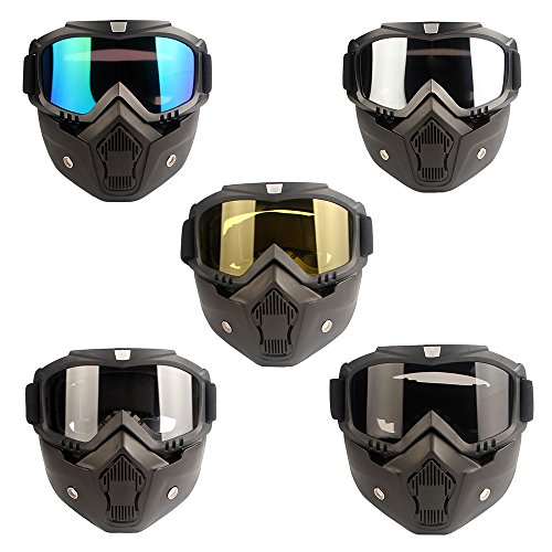 ECLEAR Smoke Motorcycle Goggles Face Mask Detachable Anti-Fog UV Protect Padding Helmet Sunglasses for Harley Street Dirt Bike ATV Cruiser Snowmobile