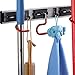Cavoli Mop Broom Holder Wall Mounted S Type,Garage Storage Holds Up to 7 Tools and Over 50 pounds 17.5 Inches,Base Made by Aluminum Metal (4 Positions and 3 Hooks)