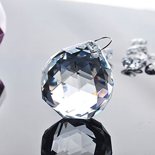 Oun Nana Clear 50mm Glass Crystal Ball Prism Pendant Faceted Chandelier Crystal Parts Hanging Pendant Lighting Ball Suncatcher Wedding Home Décor - Thumbnail 3