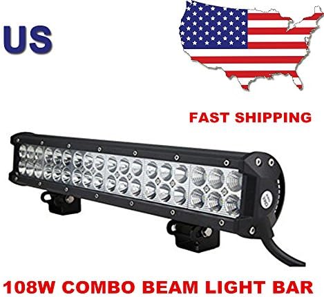 Primeprolight 17" Led Light Bar 108W 7200LM Flood Spot Combo Beam-36pcs3w high intensity LEDS for Off Road ATV UTV Boat Ford Jeep