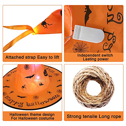 DECOMEN-Halloween-Decorations-Witch-Hats-with-LED-8pcs-Halloween-Outdoor-Witches-Hat-String-Lights-Halloween-Hanging-Decorations-for-Garden-Indoor-Yard-Tree-Party