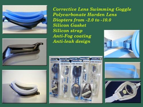 Genji Corrective Nearsighted Swimming Goggles, Clear-6.5