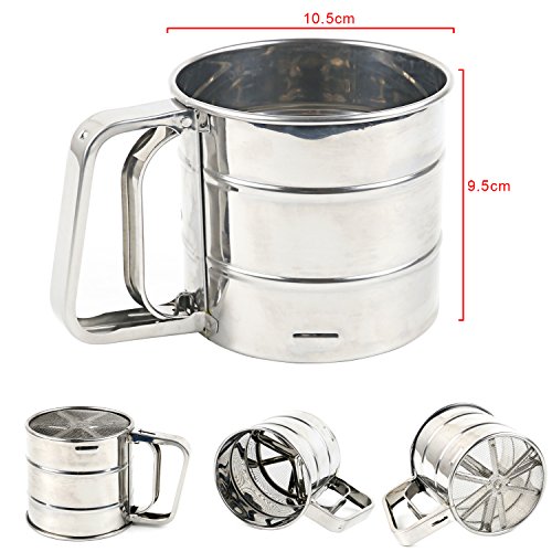 TRIXES Stainless Steel Sifter Handheld Trigger Action Flour Sieve