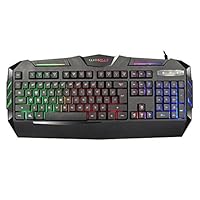 eiaagi K3 USB Wired Illuminated Colorful LED Backlight Multimedia PC Gaming Keyboard BK