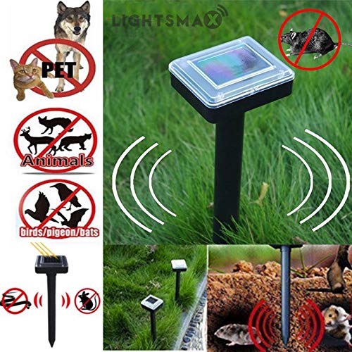 image for LIGHTSMAX Solar Mole Repellent 4 Pack, Ultrasonic Pest Control Rodent 
