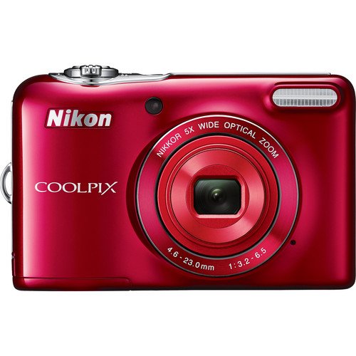 Nikon-COOLPIX-L32-Digital-Camera-Red-Bundle-Includes-4x-AA-3150mAh-NiMH-Rechargeable-Batteries-with-Rapid-Travel-Charger-Point-Shoot-Carrying-Case-Microfiber-Cleaning-Cloth