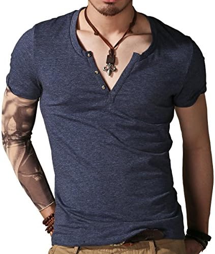 ミックスリミテッド Tシャツ メンズ Vネック 半袖 無地 深v ディープv 日本限定 綿 タイト ヘンリーネック