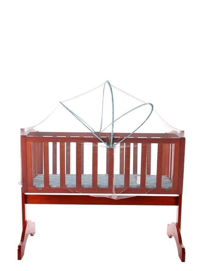 mee mee baby wooden cot with swing & mosquito net
