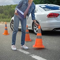 4 Pack 28 inch Collapsible Traffic Cones with LED