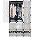 LANGRIA 18-Cube DIY Modular Cubby Shelving Storage Organizer Extra Large Wardrobe with Clothes Rod, Furniture for Clothes