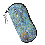 Fintie Glasses Case with Carabiner Hook, Ultra Light Portable Anti-scratch Travel Bag Dust-proof Neoprene Zipper Sunglasses Soft Case, Shades of Blue