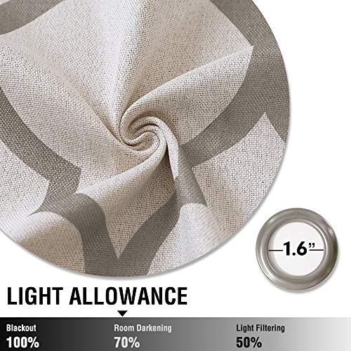 jinchan Linen Textured Curtains Moroccan Tile Printed Curtain Panels ...