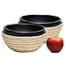 Black Clay Soup/Salad Bowl With Basket - Set of 2 - Handmade in La Chamba Colombia, Environment Friendly, 100 Percent Natural, Toxin Free, Organic for Home or Restaurant - Chefs Choice -