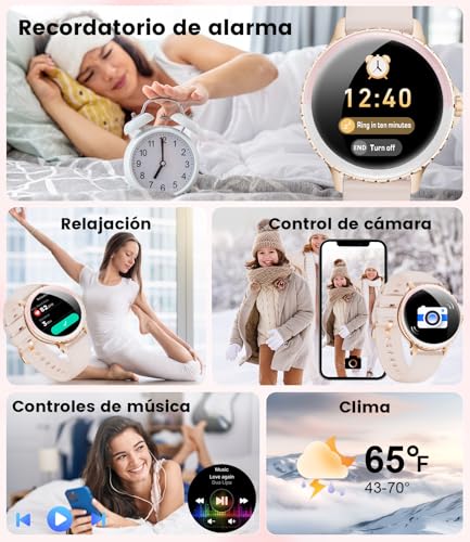 LIGE Smart Watch for Women Phone Call 1.27" HD Round Elegant Rose Gold Stainless Steel Diamond Smartwatch for Android iOS, Heart Rate, Sleep Monitor, Menstrual Cycle