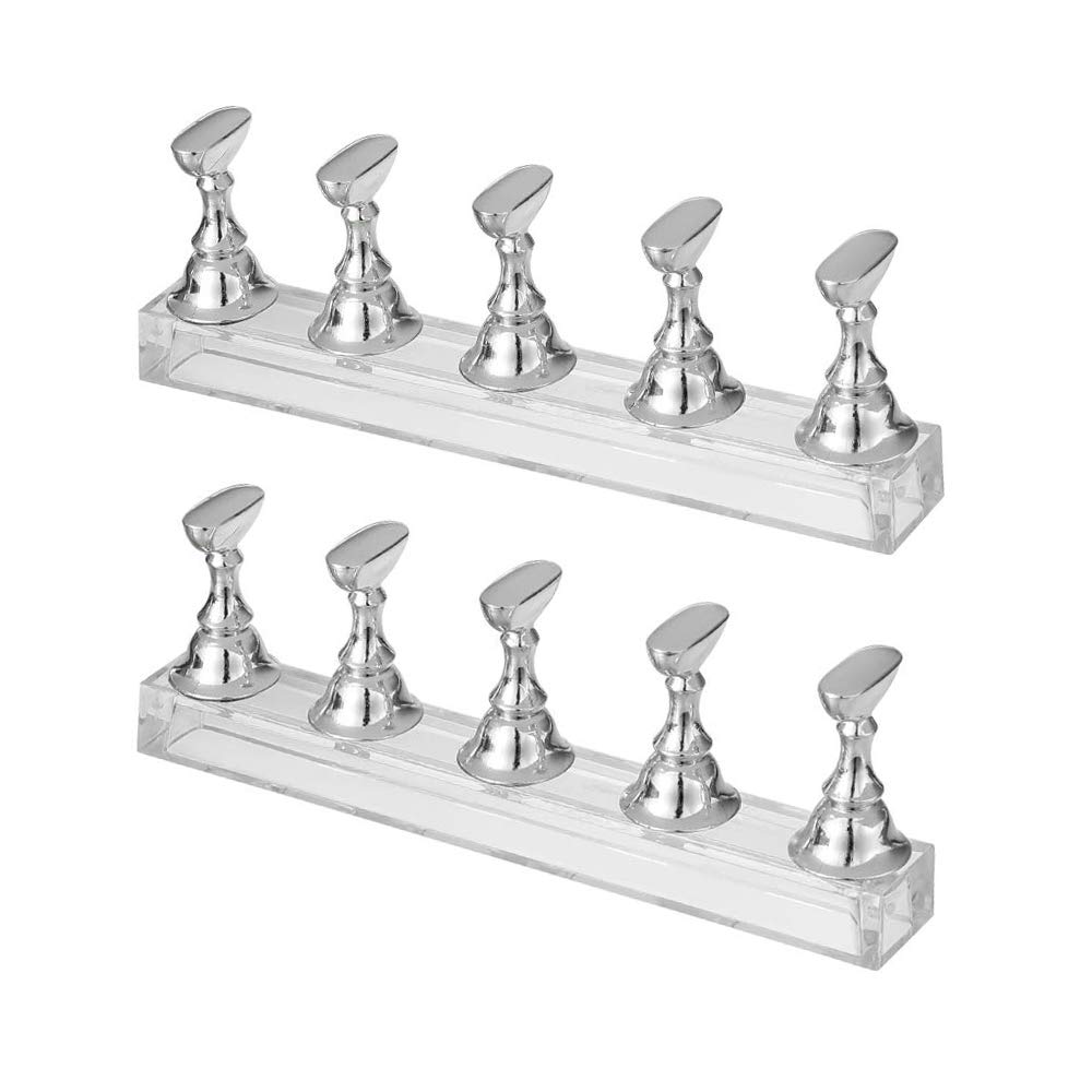 Acrylic Nail Display Stand, Nail Tip Practice Holder Magnetic Nail Practice Stand Nail Holder for Painting NailsFingernail DIY Nail Art Stand for False Nail Tip Manicure Tool Home Salon Use (Silver) : Beauty