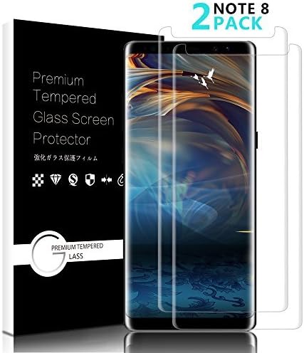 Samsung Note 8 Glass Screen Protector, Liaointec 2 pack 3D Curved Case Friendly Bubble Free Full Coverage Tempered Glass, 9H Hardness Anti-Scratch Screen Protector for Galaxy Note 8