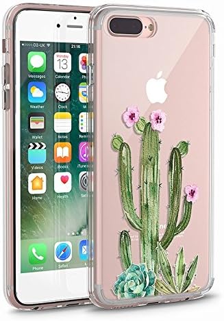iPhone 8 Plus Case, iPhone 7 Plus, CASESOCIETY Slim Shockproof Hard Plastic with TPU Bumper Rubber Case Scratch-Resistant Cover for Apple iPhone 7 Plus and 8 Plus (5.5 Inch) Floral Cactus Succulent