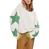 Apvirdy Women Oversized Star Crewneck Sweatshirts Casual Loose Long Sleeve Tshirts y2k Tops Clothes Shirts