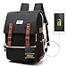 Puersit Vintage 15 Inch Laptop Backpack Canvas College School Backpack with USB Charging Port