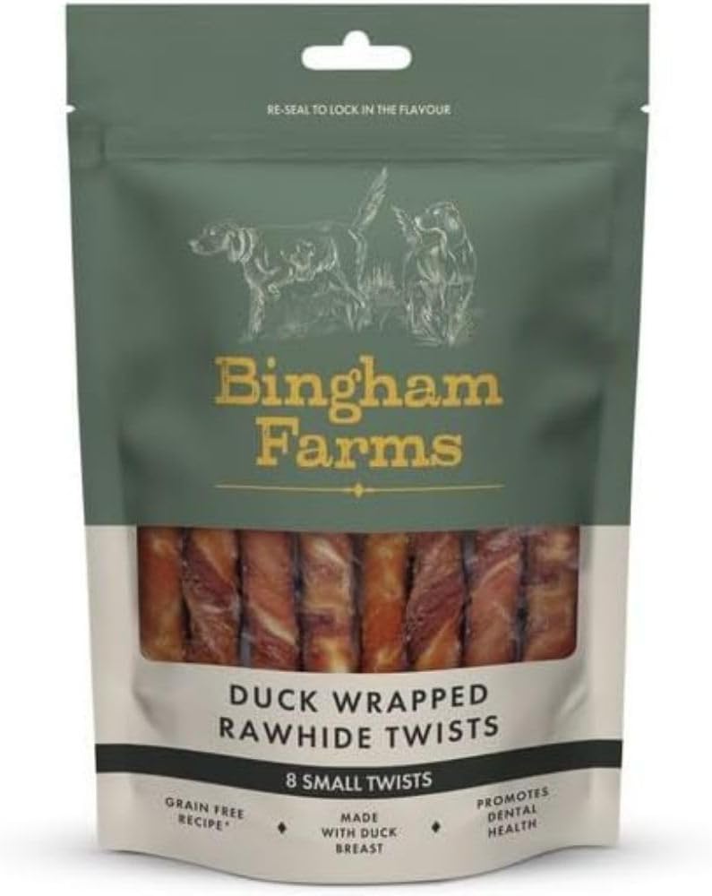 Natures Deli Bingham Farms Duck Wrapped Rawhide Twist Dog Treat Small 80 g