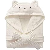 Children's Hooded Long Bathrobe, Towel Pajamas Suitable for Boys and Girls Aged 2-9, Cotton Hooded Dressing Gown with Pockets