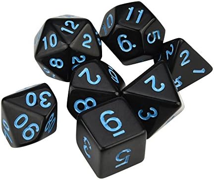 Trpg Dice,Game Dungeons & Dragons Multisided Dice Set,Multicolor Polyhedral D4-D20 Dices 7pcs (Blue)