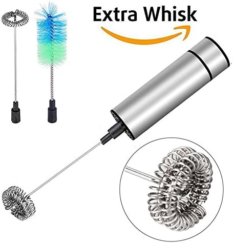 Milk Frother, Coffee Frother Electric Whisk, Battery Operated Handheld Foam Maker For Cappuccino, Coffee, Latte, Hot Chocolate, With Two Detachable Stainless Steel Whisks, a Pedestal and a Clean Brush