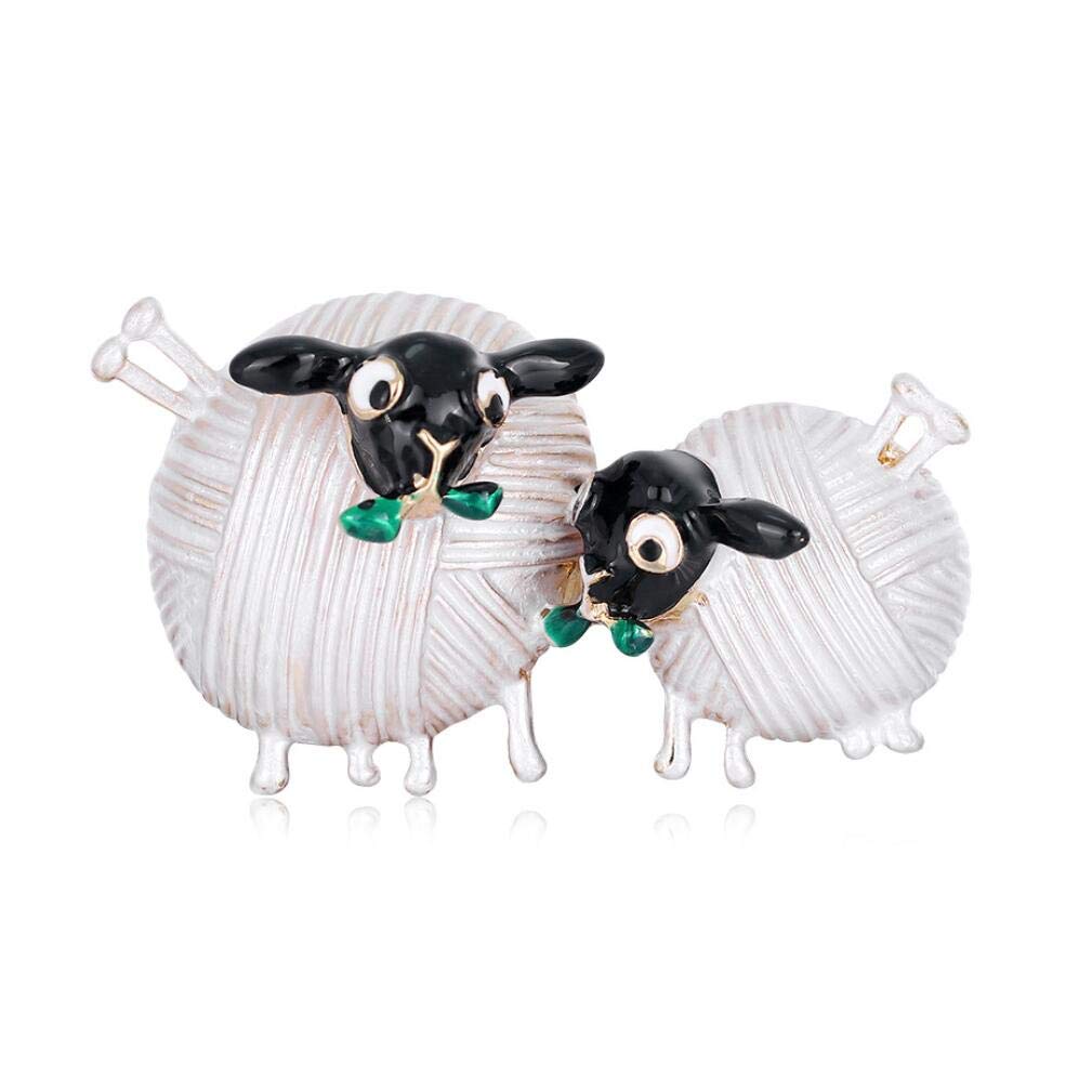 FENGJI Womens Crystal Rhinestone Double Sheep Brooch Pin Party Retro Broach Jewellery White