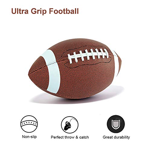 image for Liberty Imports Pack of 3 Official Size Leather Footballs with Pump an